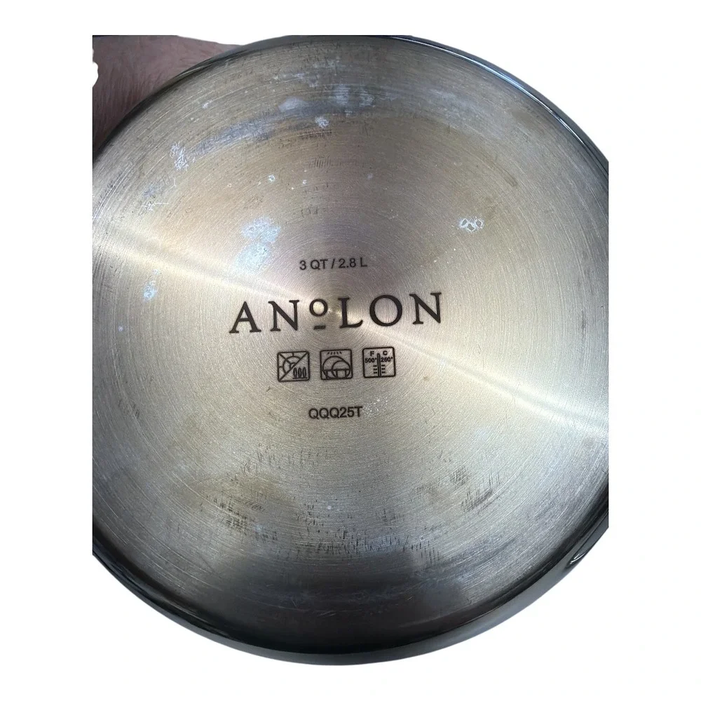 Anolon 3qt. Silver Stainless Steel Induction Pot with Lid QQQ25T EUC
